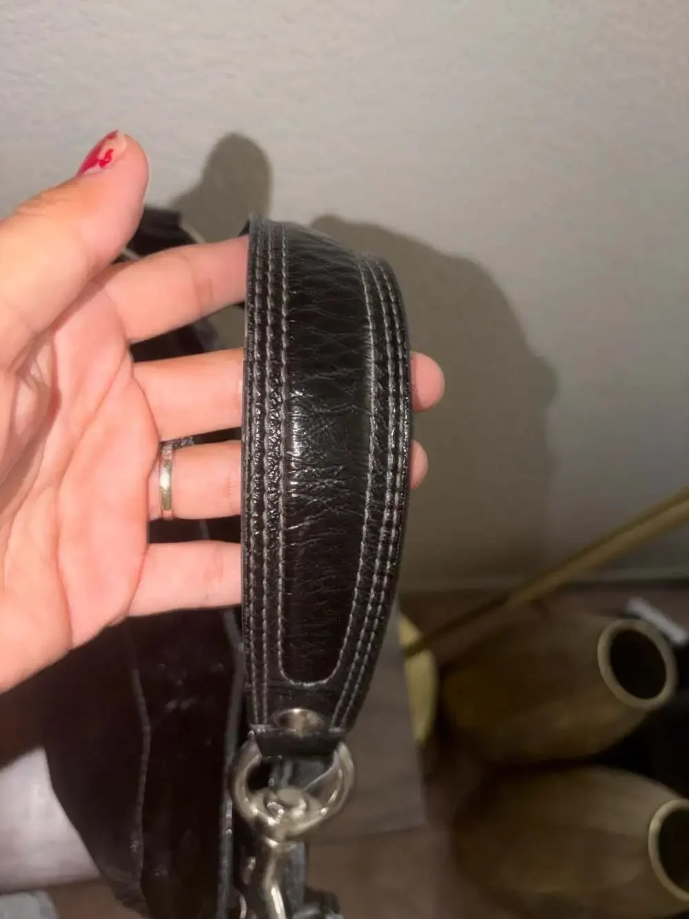 Coach Zoe Black Patent Leather Shoulder Bag with Silver Hardware